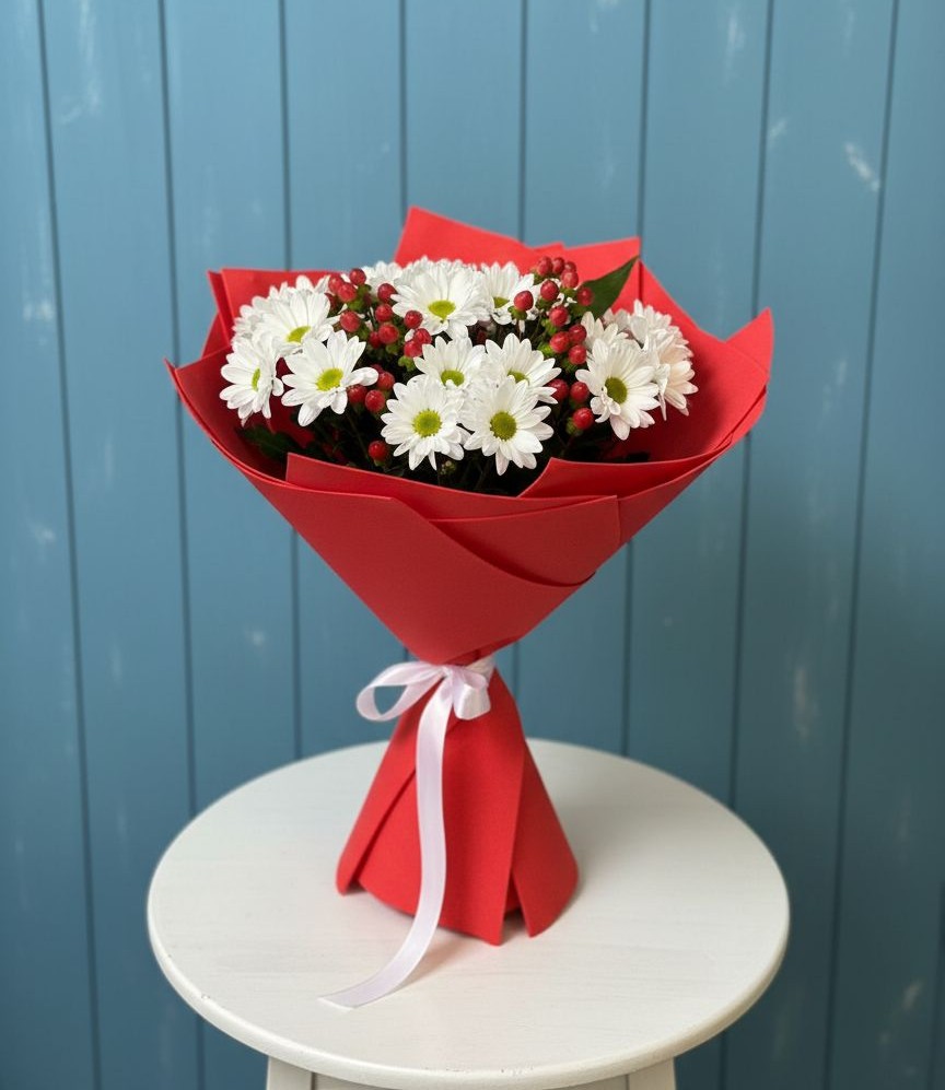 Букет цветов из: Хризантемы в Строителе