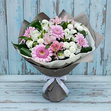 Букет цветов из:  Герберы, Альстромерии и Хризантемы в Строителе