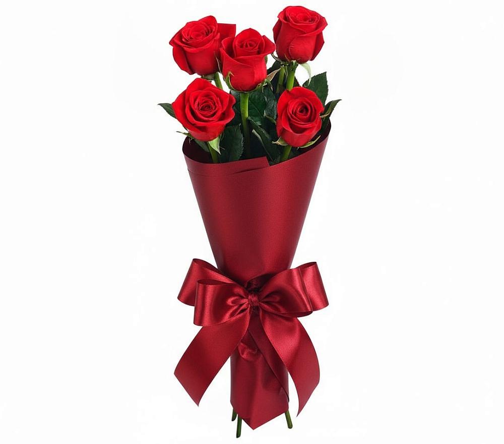 Букет 5 Красных роз Эдлесс Лав в Строителе