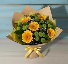 Букет цветов из:  Герберы и Хризантемы в Строителе