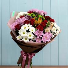 Букет цветов из:  Розы, Хризантемы и Альстромерии в Строителе