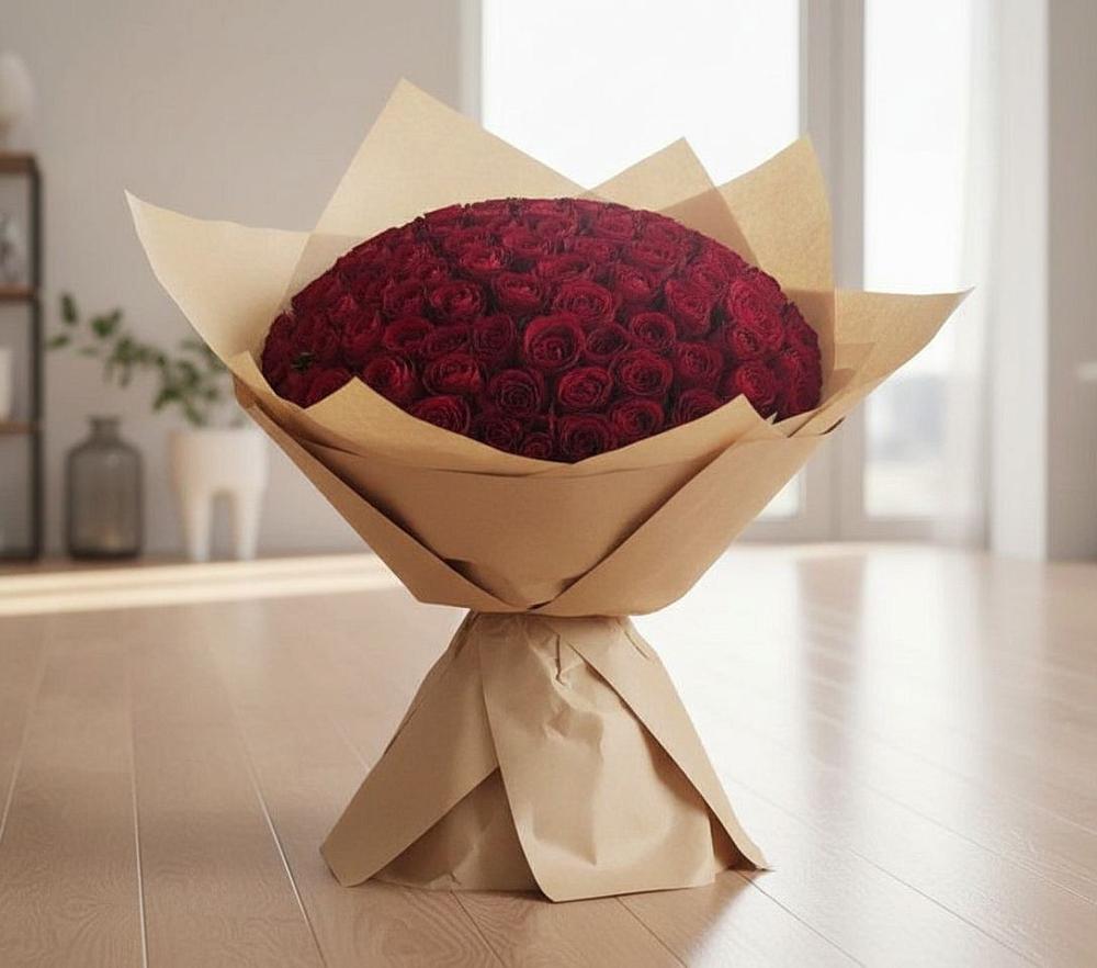 Букет 101 Красная роза в Строителе