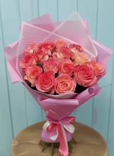 Букет 15 Розовых роз Равель в Строителе