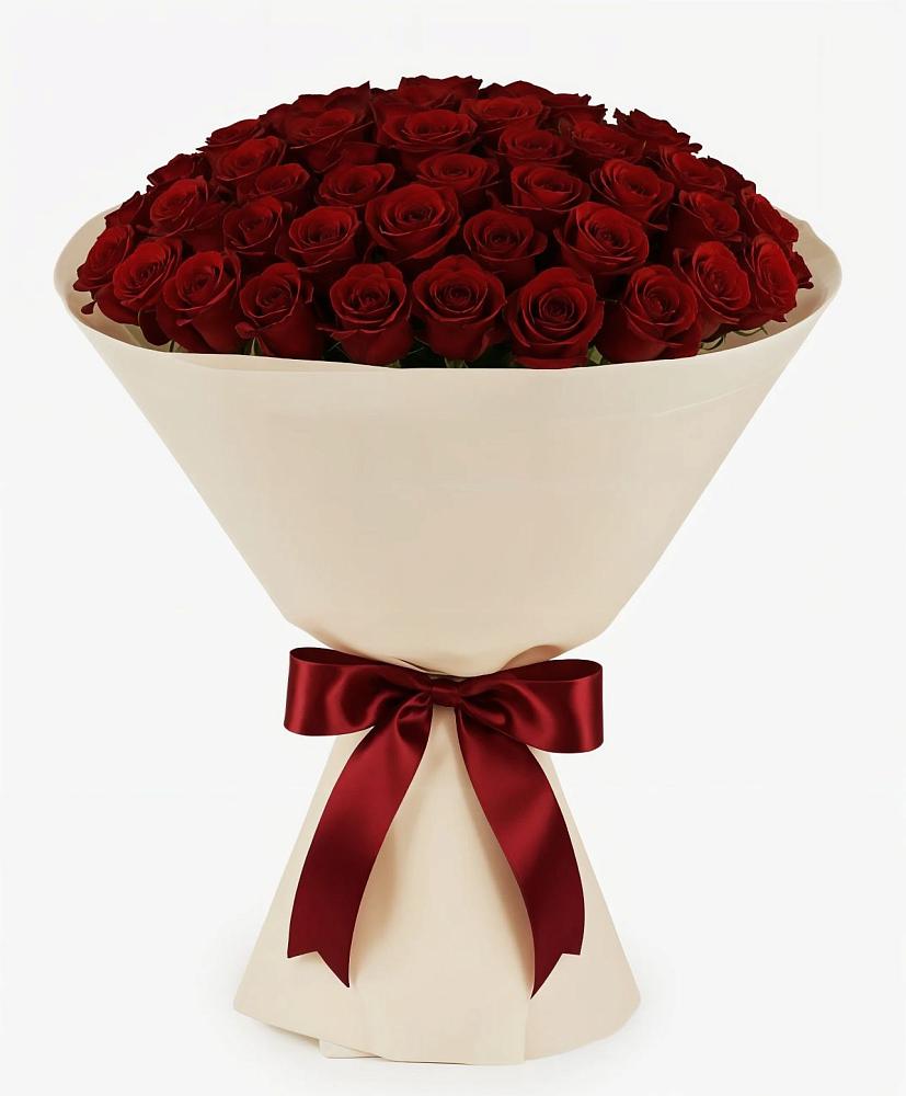 Букет 101 Бордовая роза Блэк Бакарра в Строителе