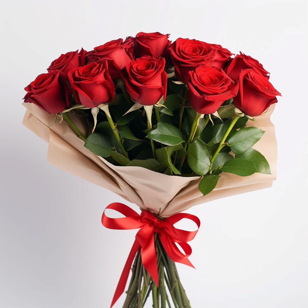 Букет 11 Красных роз Эдлесс Лав в Строителе